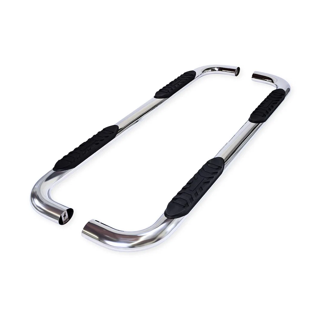 A1012S – TRAILFX Nerf Bar, With Step Pads 4 Inch Oval Bent Polished Stainless Steel With Welded End Caps Rocker Panel...